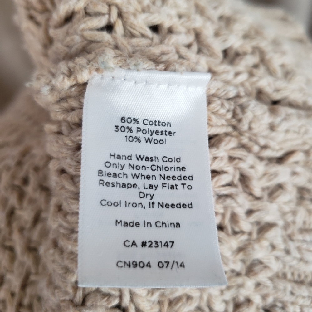 Nwot Talbots Tan Open Weave Toggle Closure Wool B… - image 7